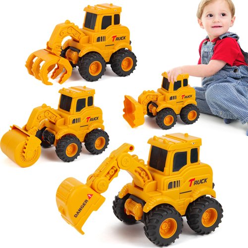 Olbyefly Construction Toys for 2 3 4 5 6 + Year Old Boys Kids Toddlers Girls, Sandbox Excavator Toy Trucks Construction Truck Toys Vehicles Bulldozer Road Roller Toy Christmas Birthday Gifts for Boys