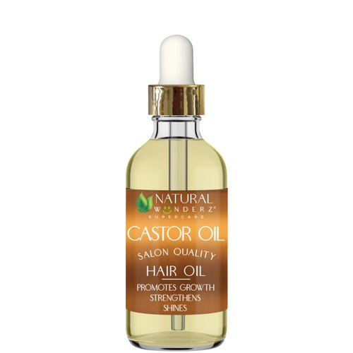 Natural Wunderz Castor Hair Oil, Supports Hair Growth, Thickening Serum and Moisturizing Scalp Treatment for Dry and Damaged Hair, Sulfate Free and Vegan Friendly, 4 Fl Oz