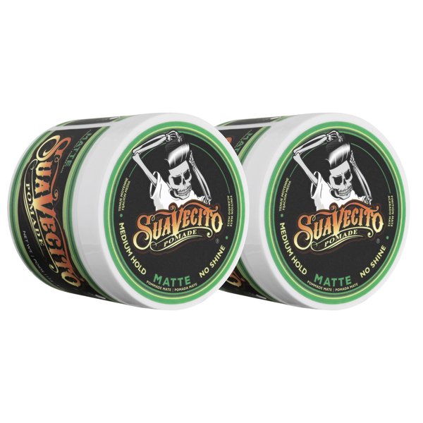 Suavecito Pomade Matte (No Shine) Formula 4 oz, 2 Pack - Medium Hold Hair Pomade For Men - Matte Hair Paste For Natural Texture Hairstyles