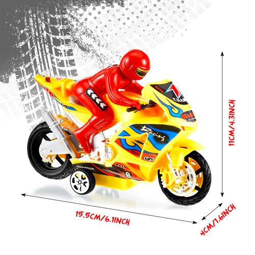 Civaner 4 Pieces Motorcycle Toys Set Miniature Motorbike Toys Plastic Friction Motorcycles Push and Go Friction Powered Toy Motorbikes for Birthday Party Favors Supplies Cake Toppers, Random Colors