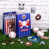 ADXCO 110 Pieces Baseball Theme Party Favors Gift Bags Mini Foam Balls Silicone Baseball Bracelets Sports Keychain Charm Bracelets Stickers Baseball Party Supplies for Sports Events Birthday