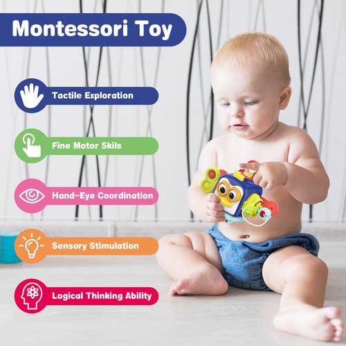 SOONYANG Activity Cube Montessori Toys, Activity Cube Toys for 1 Year Old Boy, Learning Toys for Toddlers 1-3, One Year Old Boy Birthday Gift, 1st Birthday Gifts, Travel Toys, Educational Toys