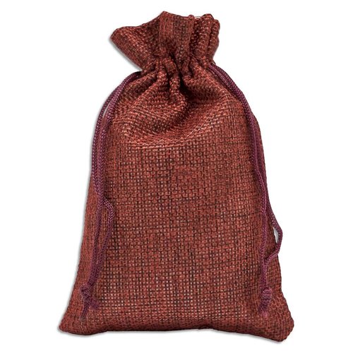 12-Pack 3x4 Natural Burlap Gift Bags w. Drawstring (Maroon Red, X-Small) for Party Favors, Presents or DIY Craft by TheDisplayGuys