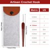 LOOEN Smooth Crochet Hooks with Mertric Numbers and 10 pcs Stitch Markers, 6 pcs Sweing Needles, 1 pc Sandalwood Crochet Hook Bag, Hand Polished Stainless Steel Crochet Hook with Wood Handle(3.0mm)