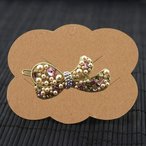 100Pcs Hair Clip Display Cards Kraft Paper Hair Bow Holder DIY Bow Hair Pin Packaging Card for Barrettes Accessories Display and Organizing (Jewelry hair clips not included)