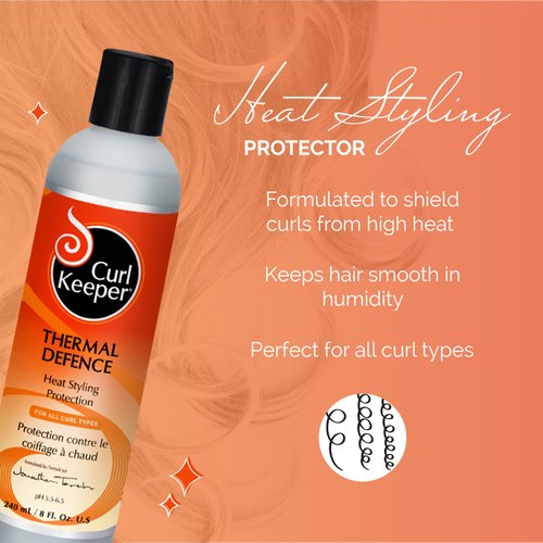 Curl Keeper Heat Protection Cream for All Curl Types - Travel-Size Thermal Styling Protectant for Curly Hair, Flat Iron & Blow Dry (8 Fl Oz)
