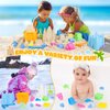 KUBUSFLY Beach Toys for Toddlers, Sand Castle Toys with 2 Sand Bucket, 2 Mesh Bag, 4 Sand Shovels & Sand Molds, Travel Sand Toys for Beach Sandbox Toys for Toddlers Kids Baby Boys Girls Age 3-10