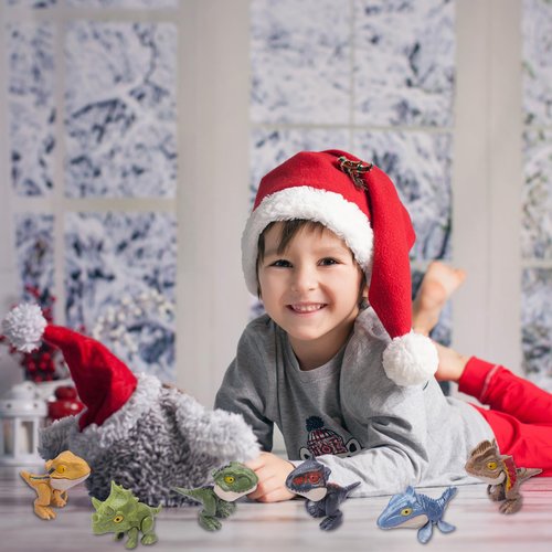 Zwish 6PCS Biting Finger Dinosaurs Toy Collectibles for Display, Play and Snap On Figure Novelty Creative Theater Puppet Doll Animal Hand Puppet Dino Party Supplies