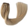 Hair Extensions Real Human Hair Clip ins, 18 Inch Hair Extension Clips Golden Brown with Dirty Blonde Fading to Dirty Blonde Highlights 70g 5pcs Remy Human Hair Clip in Extensions for Women