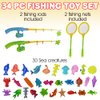 ArtCreativity Fishing Toys Set for Toddlers, Magnetic Fishing Set with Rods, Nets, Bag, and 30 Aquatic Toys, Interactive Fishing Game for Kids, Swimming Pool, Bath Toys for Kids, Boys and Girls