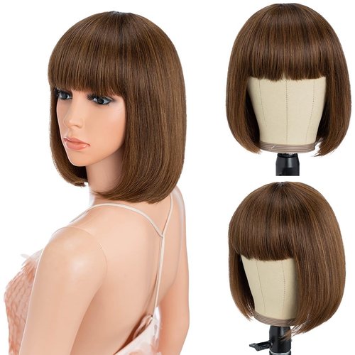 Style Icon Bob Wig Human Hair Wigs for Black Women No Lace Front wigs Glueless Wigs with Baby Hai...