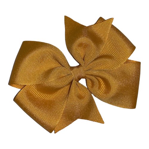 Solid Gold (Mustard) Pinwheel Hair Bow 4&quot; MADE IN USA