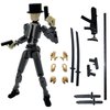 QAONIE 3D Printed 5.54-inch Multi-Jointed Action Figures Dummy13, Full Body Mechanical Movable Toy, Multiple Accessories, Hand Painted Figure, Desk Decoration, Creative Gifts (Y-Gray Gentleman)