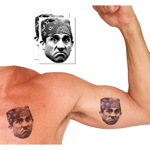 Prison Mike Temporary Tattoos - 2 Sets of Tats Featuring Michael Scott "Prison Mike"