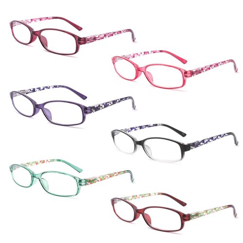 IVNUOYI 6 Pack Reading Glasses Blue Light Blocking,Fashion Ladies Spring Hinge Readers with Pattern Print,Anti Glare UV Eyeglasses for Women 2.5