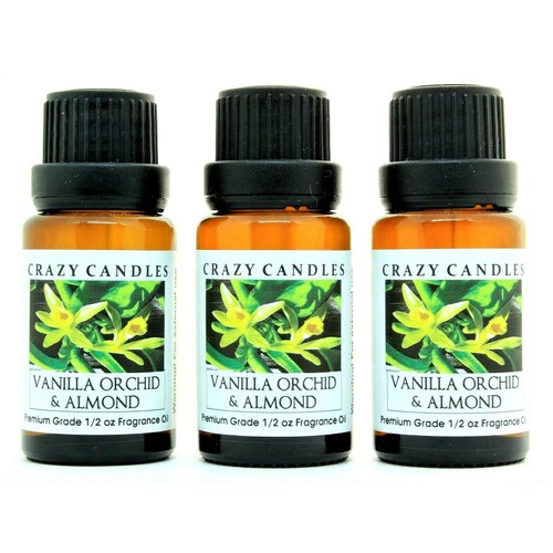 Crazy Candles Vanilla Orchid & Almond 3 Bottles 1/2 Fl Oz Each (15ml) Premium Grade Scented Fragrance Oil