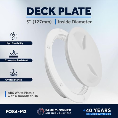 Five Oceans 5" Boat Hatch, 2-Pack Marine Access Hatch, Round Inspection Deck Plate Hatch with Detachable Cover, UV Resistant ABS White Plastic, for Pontoon, Fishing Boat, Bass Boat, Yacht - FO84-M2