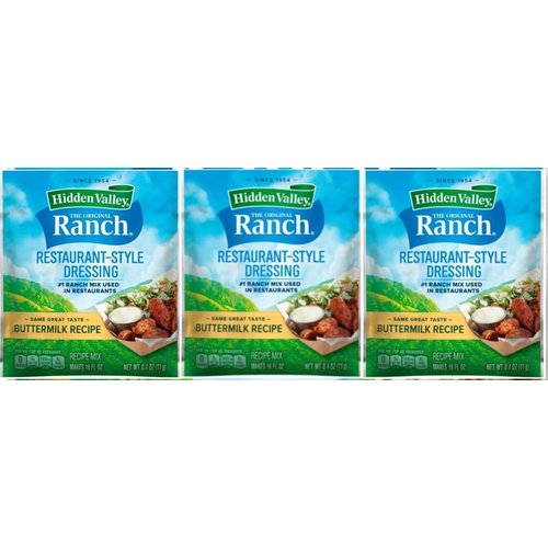 Hidden Valley Buttermilk Ranch Salad Dressing & Seasoning Mix, Gluten Free - Pack of 3
