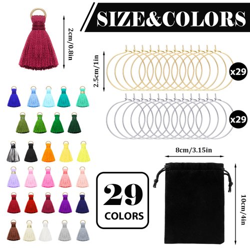 88 Pieces Wine Glass Charms Kit Including Colorful Tassel Drink Charm Markers Tags Gold Silver Wine Glass Rings with a Black Bag for Stem Glasses Holiday Birthday Wine Tasting Party Favors Decorations