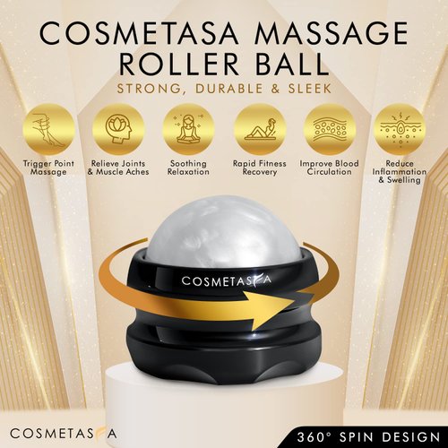 Cosmetasa Massage Roller Ball- Soothes Back, Shoulder, and Foot. Self, Relaxing, Massage Therapy Tool for Sore, Tired Muscles