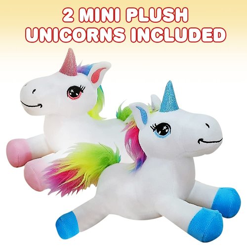 ArtCreativity Mini Plush Unicorn Stuffed Animals, 7 Inch Set of 2, Soft and Cuddly Unicorn Toys for Girls and Boys, Cute Home, Bedroom, and Nursery Decor, Princess Gifts for Kids,