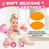 AWOTOY Baby Toys 0 to 12 Months, Musical Stuffed Animal Activity Soft Toys with Multi-Sensory Crinkle, Rattle and Textures,Infant Tummy Time Toys for Newborn Girls, Seahorse, Pink