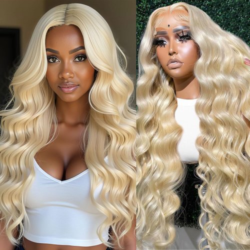 613 Lace Front Wig Human Hair 200 Density Body Wave Blonde Lace Front Wigs Human Hair 613 Colored Blonde Wig Human Hair Pre Plucked 22 Inch Body Wave 13x4 HD Lace Frontal Wigs for Women with Baby Hair