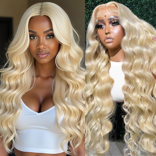 613 Lace Front Wig Human Hair 200 Density Body Wave Blonde Lace Front Wigs Human Hair 613 Colored Blonde Wig Human Hair Pre Plucked 22 Inch Body Wave 13x4 HD Lace Frontal Wigs for Women with Baby Hair