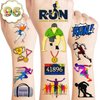 115 PCS Running Temporary Tattoos Birthday Party Decorations Supplies Favors Sport Marathon Finish Line Run Themed Decor Stickers For Boys Girls Gift School Prizes Rewards
