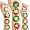 Merry Christmas Temporary Tattoos Wreath Birthday Party Decorations Favors Supplies Xmas Themed Cute Stickers 10 Sheets 100 PCS Gifts for Baby Girls Boys Class School Carnival