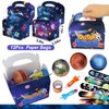 Bluegogo 151Pcs Space Party Favors, Space Birthday Party Decorations Include Stress Ball Bracelet Tattoo Stickers Stamp, Necklace, Rocket Keychain Gift Box for Kids Space Party Supplies