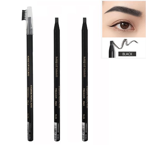 6pcs Waterproof Black Pre-Draw Mapping Pencils Peel off Eyebrow Pencil Hard Permanent Makeup Eyebrow Pencil (Black)
