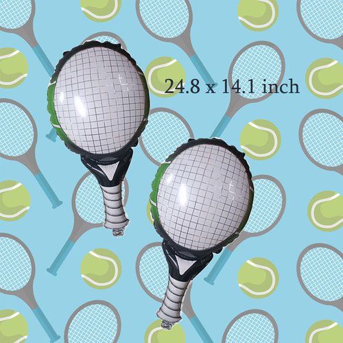 8Pcs Tennis Party Balloons Decorations, Tennis Ball Foil Balloons Tennis Racket Mylar Balloons for Men Women Kids Sports Tennis Themed Party Decorations Supplies