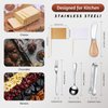 14 Pieces Cheese Butter Spreader Set Charcuterie Accessories Stainless Steel Knives with Wooden Handles Charcuterie Boards Utensils Mini Serving Tongs Spoons and Forks(Yellow)