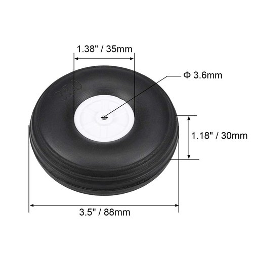 uxcell Tire and Wheel Sets for RC Airplane,PU Sponge Tire with Plastic Hub,3.5" 2pcs