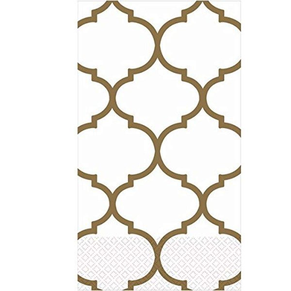 Amscan Party Ready Lattice Guest Towels Tableware, Gold, Paper , 4' X 7', Pack Of 16