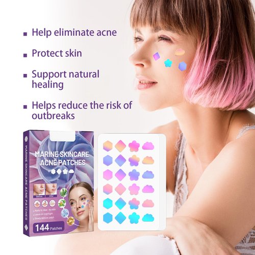 Yunqing 144 PCS Acne Patches Cute Pimple Patches for Face and Skin - Hydrocolloid Acne Treatment Dots to Cover and Reduce Zits, Blemishes, Spots, Star Pimple Patch