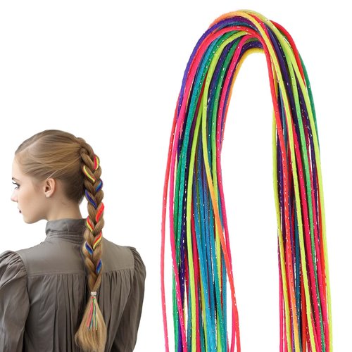 Giantree 30 Pcs Colorful Hair Wrap, Rainbow Braiding Hair Tie for Braids Gradient Color Hair Rope Band 80cm Hair Ribbons for Women DIY Ponytail Braids Hair Styling Accessories(Gradient Silver Wire)