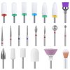 MelodySusie 21pcs Nail Drill Bit Set, Professional 3/32'' Ceramic Diamond Carbide Acrylic Gel Nail Art Tool Kit, Cuticle Remover Bit for Acrylic Gel Dip Powder, Nail Manicure Pedicure, Salon Home