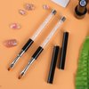 2Pcs Oval & Flat Gel Nail Brush Set Nail Art Clean Up Brushes Rhinestone Handle Professional Nail Art Design Brushes Painting Brushes for Nails with Round & Angled Head