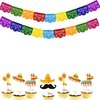 Mexican Felt Banner Picado Banner-Mexican Party Fiesta Felt Banners,Dia De Los Muertos Decorations Party Supplies (flower 2)