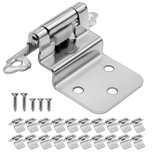 3/8" Inset Cabinet Door Hinges (10 Pairs -20 Pcs) Self Closing Cupboard Hinges for Kitchen/Bathroom/Furniture Cabinets & Doors,Satin Nickel