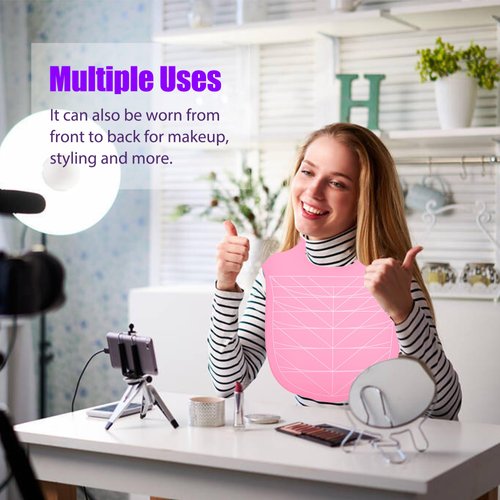 KUNBEIEN Hair Dye Collar, Salon Hairdressing Hair Cutting Cape, Styling and Hair Cutting Salon Supplies, Waterproof Silicone Neck Guard(Pink)