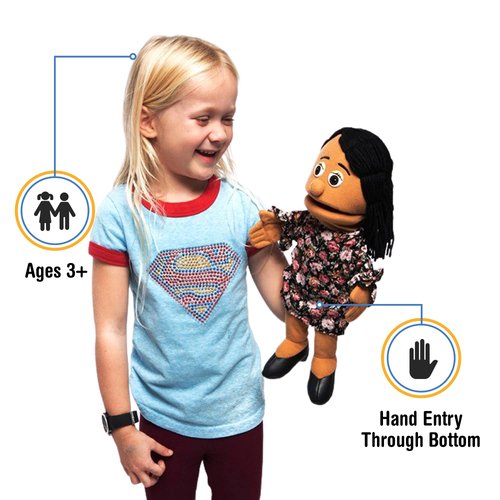 14" Maria, Hispanic Mom/Teacher, Hand Puppet