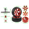 Rchobbytop 4pcs 1/8 Buggy 17mm Wheels and Tires with Hex Adapter and Nuts Wrench, OD 114mm Tyre for Off Road RC Car Arrma Typhon Traxxas Redcat HPI Redcat Hobao Xray TLR Tekno HSP 94762 94081, Red