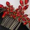 Denifery Bridal Hair Comb Rhinestone Wedding Hair Accessories for Brides Crystal Wedding Headpiece Rhinestone Hair Accessory for Bride and Bridesmaids (Red)