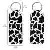 Suobstales Cow Print Chapstick Holder Keychain Neoprene Lip Balm Holder Black White Animal Print Lip Gloss Keychain Portable Chapstick Tubes Holder Pocket Keychain Bag Lipstick Case