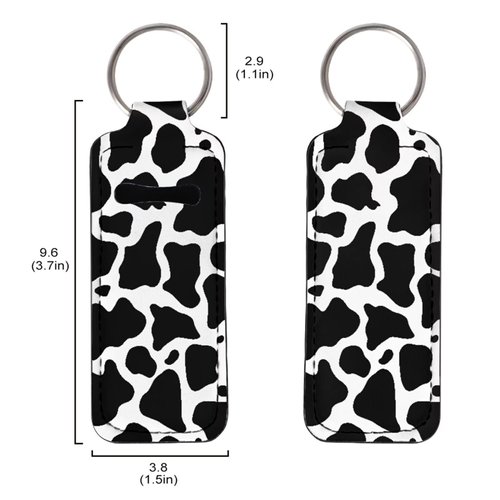 Suobstales Cow Print Chapstick Holder Keychain Neoprene Lip Balm Holder Black White Animal Print Lip Gloss Keychain Portable Chapstick Tubes Holder Pocket Keychain Bag Lipstick Case