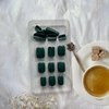 Short Press on Nails Square Shaped Fake Nails Green False Nails Light Green Glue on Nails Simple Pure Color Green Stick on Nails Summer Acrylic Nails Full Cover Glossy Artificial Nails for Women 24Pcs