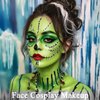 MEICOLY Christmas Makeup Kit,Christmas Green Face Paint Makeup,Wicked Witch Cosplay,Lime Green Face Paint+White Face Paint Stick+Black Eyeliner+Red Liquid Lipsticks+False Eyelash+Setting Powder+Sponge